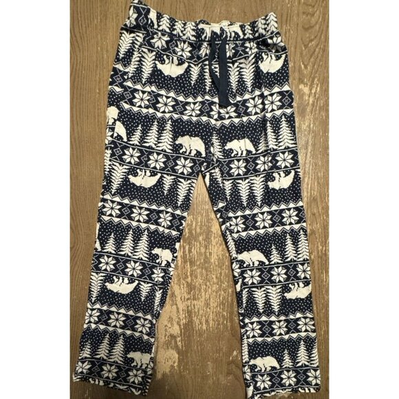 Old Navy Christmas Holiday Pajamas PJ's Blue Fair Isle Flannel Cotton Set Small - Picture 6 of 12